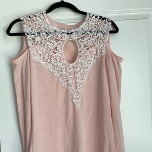 Lace embellished long sleeve top